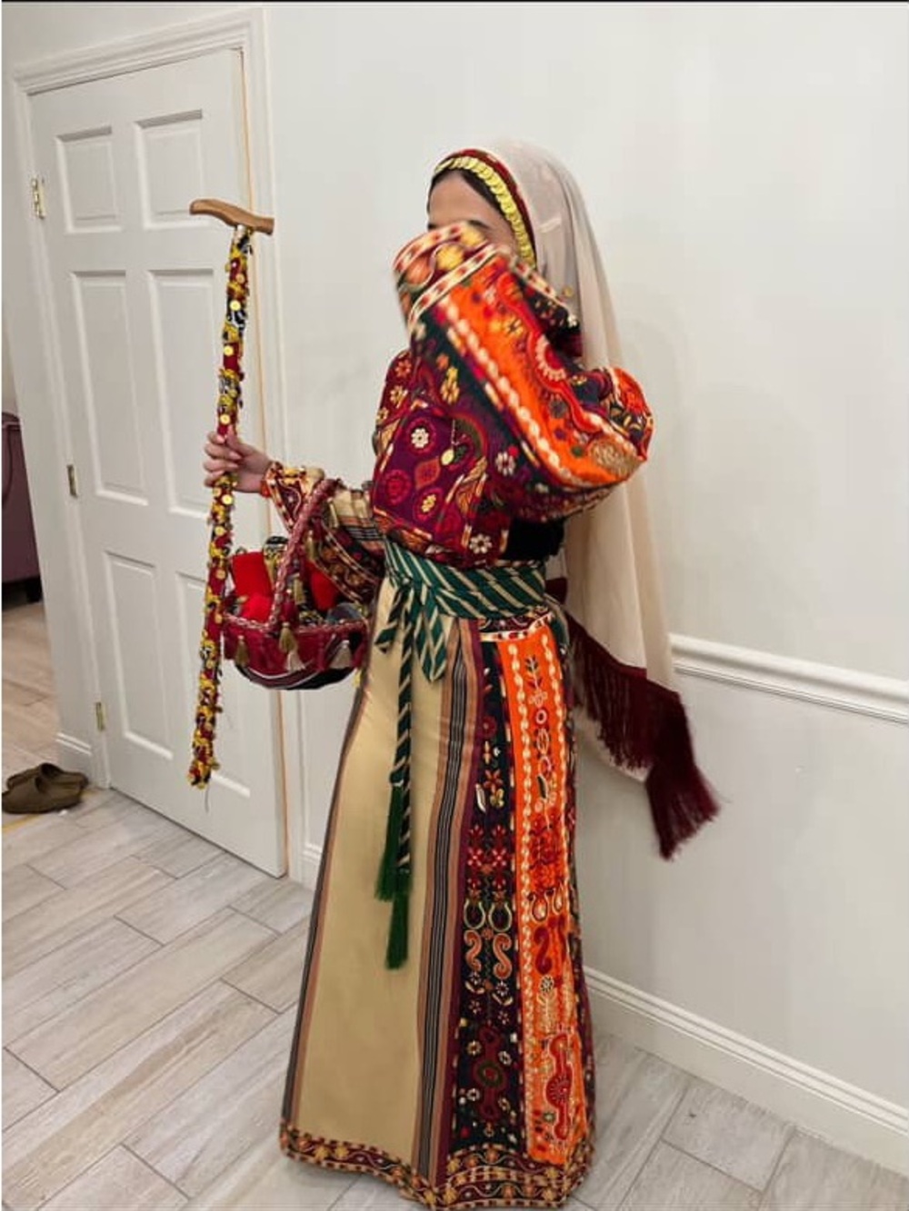 AUTHENTIC THOBE in Red, Orange & Cream